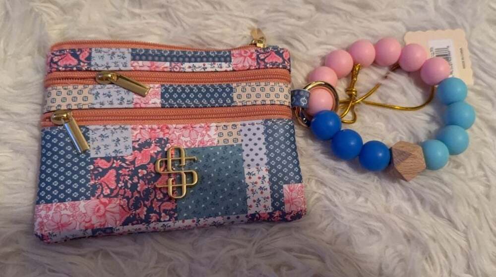 Simply Southern Patchwork Print Wristlet‎ Keychain Wallet
